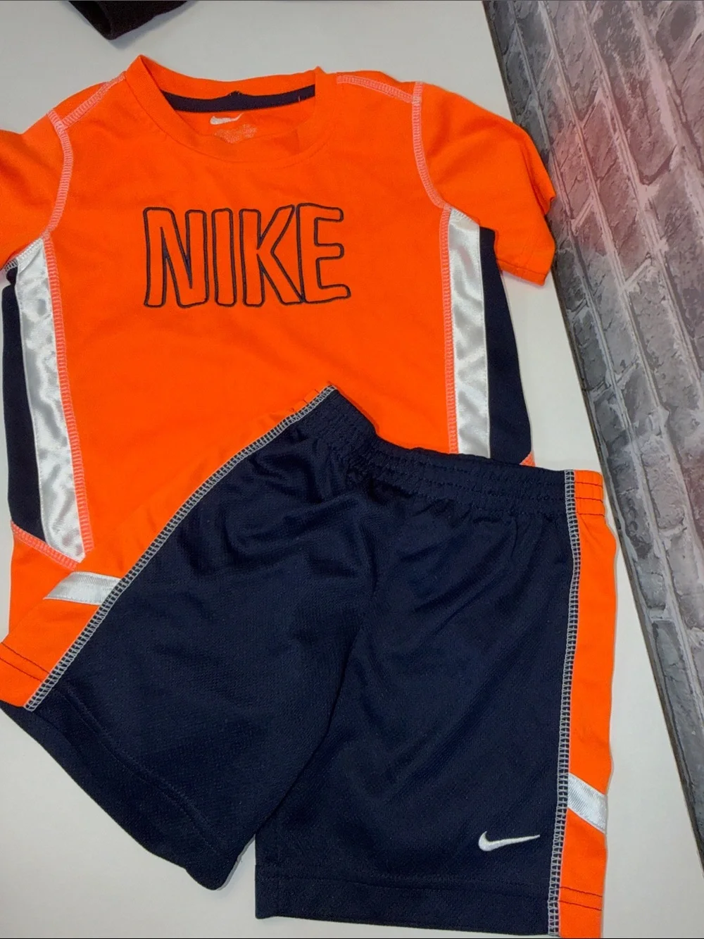Boy's Nike Kids Orange and Navy Shorts Set